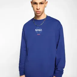 Bewakoof Blue Cotton Loose Fit Printed T-Shirt-picture-28