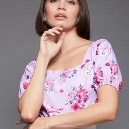 Miss Chase Floral Print Puff Sleeve Bodysuit image 4