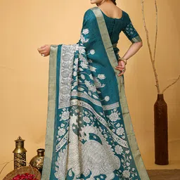 HERE&NOW Ethnic Motifs Zari Art Silk Banarasi Saree image 2