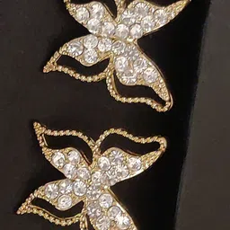 DressBerry Gold-Plated Artificial Stones Studded Butterfly Studs image 2