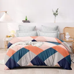 festival home furnishings Queen Size Comforter Set of 4Pcs- 1Comforter 1Double Bed Bedsheet and 2Pillow Covers (Sky Blue Heart) image 1