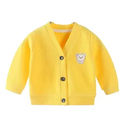 MOMISY Full Sleeves Solid Sweater with Applique - Yellow-picture-28