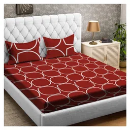 RRC Super Soft Brushed Microfiber Cotton  Double  Bed sheet With 2 Pillow Cover Maroon-picture-20
