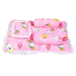 Babytoons Baby Bedding Set New Born Mattress Gaddi with Pillow & Bolsters (0-6 Months) Pink-picture-33