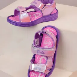 Kidsville Mattel Featuring Barbie Printed Double Velcro Closure Sandals - Purple-image-50