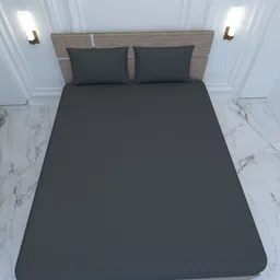 Pure Decor Grey & Grey King Bedsheet with 2 Pillow Covers image 5