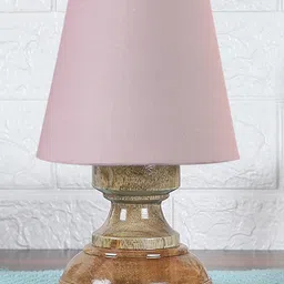 Devansh Grey cotton Natural Wood Table Lamp image 2
