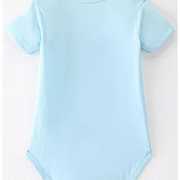 BLUSHES 100% Cotton Fathers Day Theme Half Sleeves My Dad Is My Hero Text Printed Onesie - Aqua Blue image 3