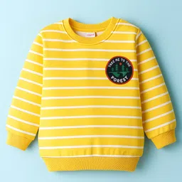 Babyhug Cotton Knit Full Sleeves Striped Sweatshirts with Mountain Graphic Pack of 2 - Yellow & Green image 2