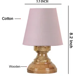 Devansh Grey cotton Natural Wood Table Lamp image 3