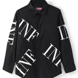 INFINITY Full Sleeves Brand Name Printed Shirt - Black image 4