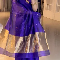 RAJMUDRAFASHION Ethnic Motif Embellished Zari Saree With Blouse Piece image 3