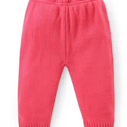 Babyhug Knit Full Sleeves Pullover Sweater & Pant Set Intarsia Design - Pink image 4