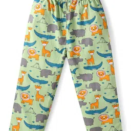 Babyhug Cotton Woven Full Sleeves Night Suit With Dino Print - Green image 4