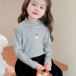 LULU & SKY Girls Striped Mock Neck Long Sleeve Top-picture-26