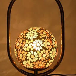 SOMIL Pack Of 4 Yellow Printed Glass Cylindrical Shaped Table Lamp image 2