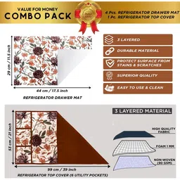 E-Retailer 5-Pcs Brown Printed Refrigerator Covers image 2
