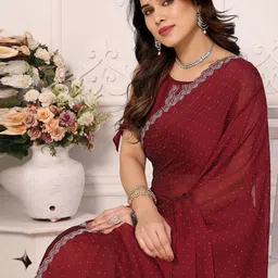 Ambuja International Beads and Stones Pure Silk Saree image 4