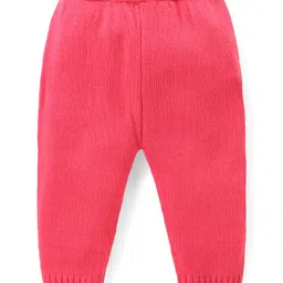Babyhug Knit Full Sleeves Pullover Sweater & Pant Set Intarsia Design - Pink image 5