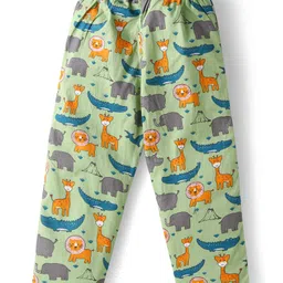 Babyhug Cotton Woven Full Sleeves Night Suit With Dino Print - Green image 5