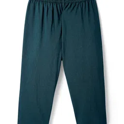 EARTHY TOUCH Single Jersey Knit Full Sleeves Kurta Pyjama Set with Floral Foil Print - Green image 5