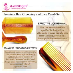 Majestique Hair Grooming Lice Comb Set of 2 Dandruff Remover Multicolour image 5