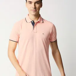 Basics Men Floral Polo Collar Pockets Slim Fit T-shirt-image-5