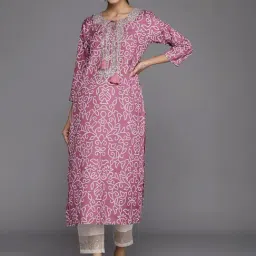 Varanga Purple Cotton Printed Straight Kurta-picture-32