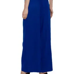 PATRORNA Dark Blue Loose Fit Mid Rise Palazzos image 2