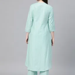 Cottinfab Blue Striped High-Low Kurta image 2