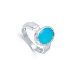 elitemart Unisex Silver-Plated Brass Turquoise Finger Ring-picture-13