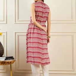 Indo Era Red Printed A Line Kurta image 2