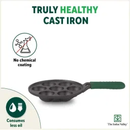 The Indus Valley Black Cast Iron 21.08 cm Paddu Pan With Long Handle (1.9 L) image 2
