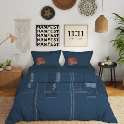 Spaces Genz Light Blue Cotton Printed 180 TC Double Bedsheet with 2 Pillow Covers-picture-39