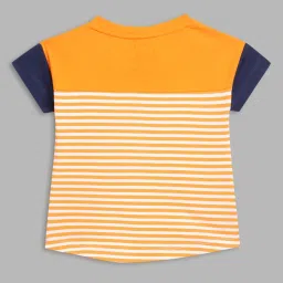 Blue Giraffe Girls Multi Cotton Striped T-Shirt image 2