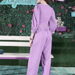Sera Purple Crop Top With Trousers image 2