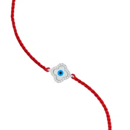Zavya Evil Eye Protection with CZ Rhodium-Plated Sterling Silver Thread Rakhi image 5