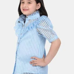 One Friday Kids Blue Striped Regular Fit Top image 2