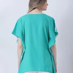 Qurvii Green Printed Kaftan Top image 2