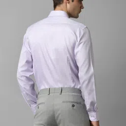Luxure By Louis Philippe Purple Cotton Slim Fit Texture Shirt image 2