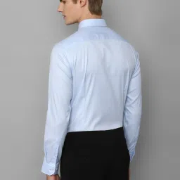 Louis Philippe Permapress Blue Cotton Slim Fit Shirt image 2