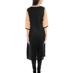 PATRORNA Peach & Black Regular Fit Kurta image 2