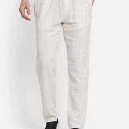 Octave Cream Cotton Regular Fit Striped Trackpants-picture-42