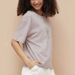 Fame Forever By Lifestyle Medium Beige Cotton Regular Fit Printed T-Shirt image 3