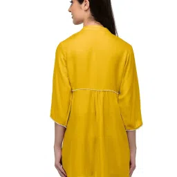 PATRORNA Mustard Regular Fit Pleated Tunic image 2