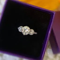 925 Silver Three Stone AAA Grade American Diamond Promise Ring for Women & Girls-image-65