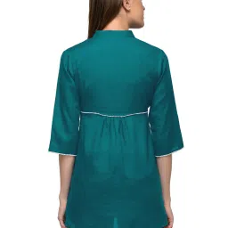 PATRORNA Teal Regular Fit Pleated Tunic image 2