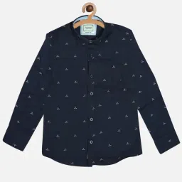 Octave Kids Navy Cotton Printed Full Sleeves Shirt-image-19