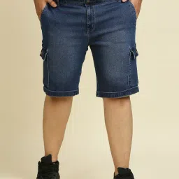 High Star Blue Slim Fit Plus Size Denim Shorts-image-14