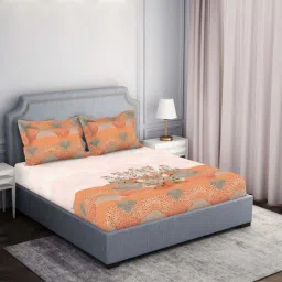 Spaces Essentials AW24 138 Coral Viscose 138 TC Double Bedsheet with 2 Pillow Covers image 2